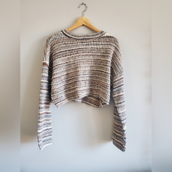 Garage Sweaters - Garage striped crop knit crewneck sweater. Womens medium euc